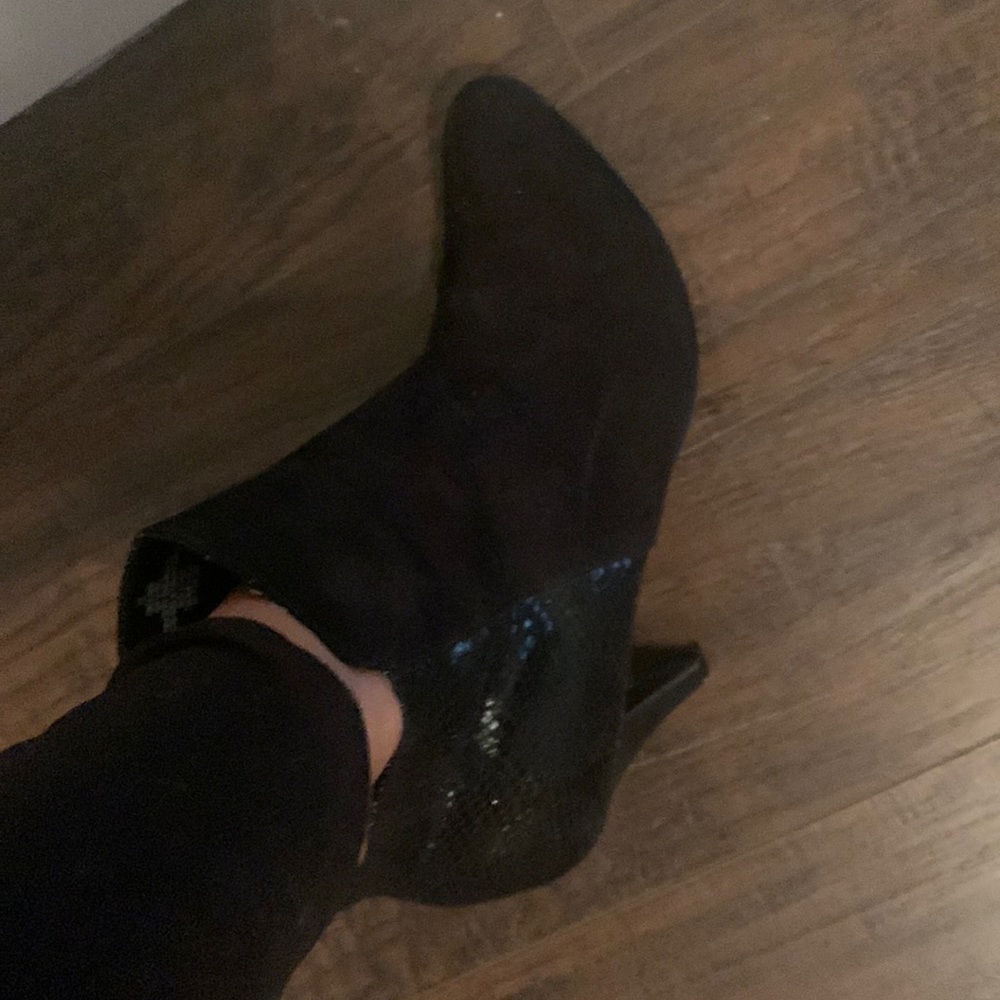 Beautiful black suede low cut ankle boot